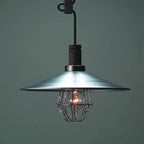 Contemporary Industrial Round Cone Wood Aluminum 1-Light Pendant Light For Living Room