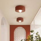 Contemporary Nordic Round Cylinder Hardware Resin 1-Light Semi-Flush Mount Ceiling Light For Hallway