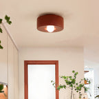 Contemporary Nordic Round Cylinder Hardware Resin 1-Light Semi-Flush Mount Ceiling Light For Hallway