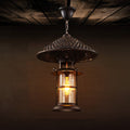 Contemporary Industrial Hat Cone Cylinder Iron Bamboo Glass 1-Light Pendant Light For Living Room