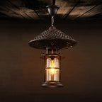Contemporary Industrial Hat Cone Cylinder Iron Bamboo Glass 1-Light Pendant Light For Living Room