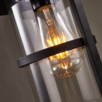 Contemporary Industrial Hat Cone Cylinder Iron Bamboo Glass 1-Light Pendant Light For Living Room