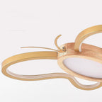 Contemporary Creative Kids Butterfly Shape Hardware Acrylic Rubberwood LED Flush Mount Ceiling Light For Bedroom