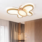 Contemporary Creative Kids Butterfly Shape Hardware Acrylic Rubberwood LED Flush Mount Ceiling Light For Bedroom