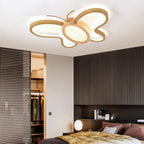 Contemporary Creative Kids Butterfly Shape Hardware Acrylic Rubberwood LED Flush Mount Ceiling Light For Bedroom
