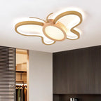 Contemporary Creative Kids Butterfly Shape Hardware Acrylic Rubberwood LED Flush Mount Ceiling Light For Bedroom