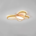 Contemporary Creative Kids Butterfly Shape Hardware Acrylic Rubberwood LED Flush Mount Ceiling Light For Bedroom