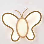 Contemporary Creative Kids Butterfly Shape Hardware Acrylic Rubberwood LED Flush Mount Ceiling Light For Bedroom