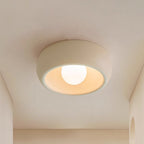 Contemporary Nordic Cream Round Dome Metal Glass LED Flush Mount Ceiling Light for Hallway