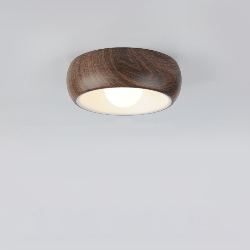 Contemporary Nordic Cream Round Dome Metal Glass LED Flush Mount Ceiling Light for Hallway