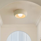 Contemporary Nordic Cream Round Dome Metal Glass LED Flush Mount Ceiling Light for Hallway