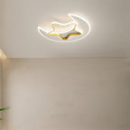 Contemporary Creative Moon Star Iron Acrylic LED Flush Mount Ceiling Light For Bedroom