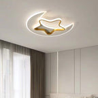 Contemporary Creative Moon Star Iron Acrylic LED Flush Mount Ceiling Light For Bedroom