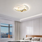 Contemporary Creative Moon Star Iron Acrylic LED Flush Mount Ceiling Light For Bedroom