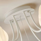 Modern Art Deco Cream Round Rose Iron Rotational Molding 7/11/13 Light Semi-flush Mount Ceiling Light for Bedroom