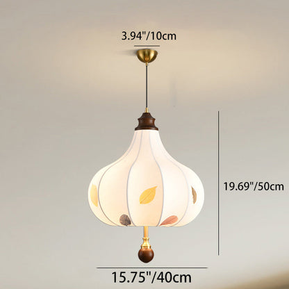 Traditional French Chestnut Cone Hardware Oak Silk 2/3 Light Pendant Light For Dining Room