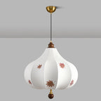 Traditional French Chestnut Cone Hardware Oak Silk 2/3 Light Pendant Light For Dining Room