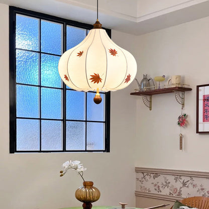 Traditional French Chestnut Cone Hardware Oak Silk 2/3 Light Pendant Light For Dining Room