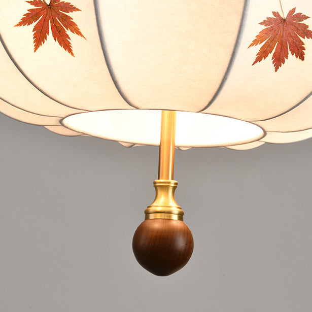 Traditional French Chestnut Cone Hardware Oak Silk 2/3 Light Pendant Light For Dining Room