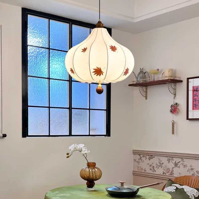 Traditional French Chestnut Cone Hardware Oak Silk 2/3 Light Pendant Light For Dining Room