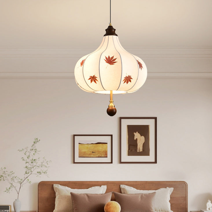 Traditional French Chestnut Cone Hardware Oak Silk 2/3 Light Pendant Light For Dining Room
