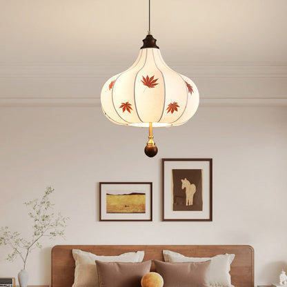 Traditional French Chestnut Cone Hardware Oak Silk 2/3 Light Pendant Light For Dining Room