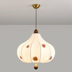 Traditional French Chestnut Cone Hardware Oak Silk 2/3 Light Pendant Light For Dining Room