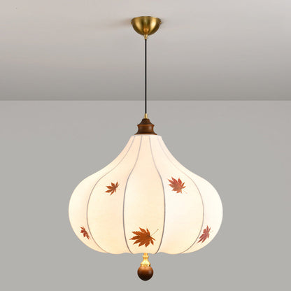 Traditional French Chestnut Cone Hardware Oak Silk 2/3 Light Pendant Light For Dining Room