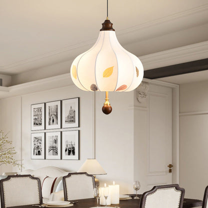 Traditional French Chestnut Cone Hardware Oak Silk 2/3 Light Pendant Light For Dining Room