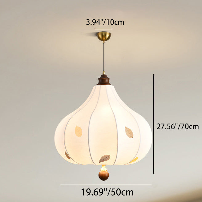 Traditional French Chestnut Cone Hardware Oak Silk 2/3 Light Pendant Light For Dining Room
