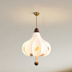 Traditional French Chestnut Cone Hardware Oak Silk 2/3 Light Pendant Light For Dining Room