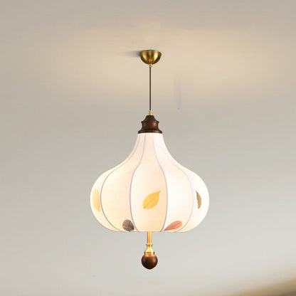 Traditional French Chestnut Cone Hardware Oak Silk 2/3 Light Pendant Light For Dining Room