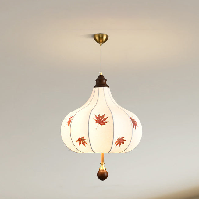 Traditional French Chestnut Cone Hardware Oak Silk 2/3 Light Pendant Light For Dining Room