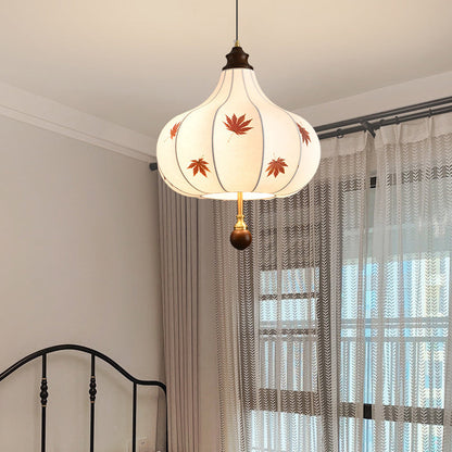 Traditional French Chestnut Cone Hardware Oak Silk 2/3 Light Pendant Light For Dining Room