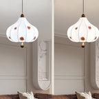 Traditional French Chestnut Cone Hardware Oak Silk 2/3 Light Pendant Light For Dining Room