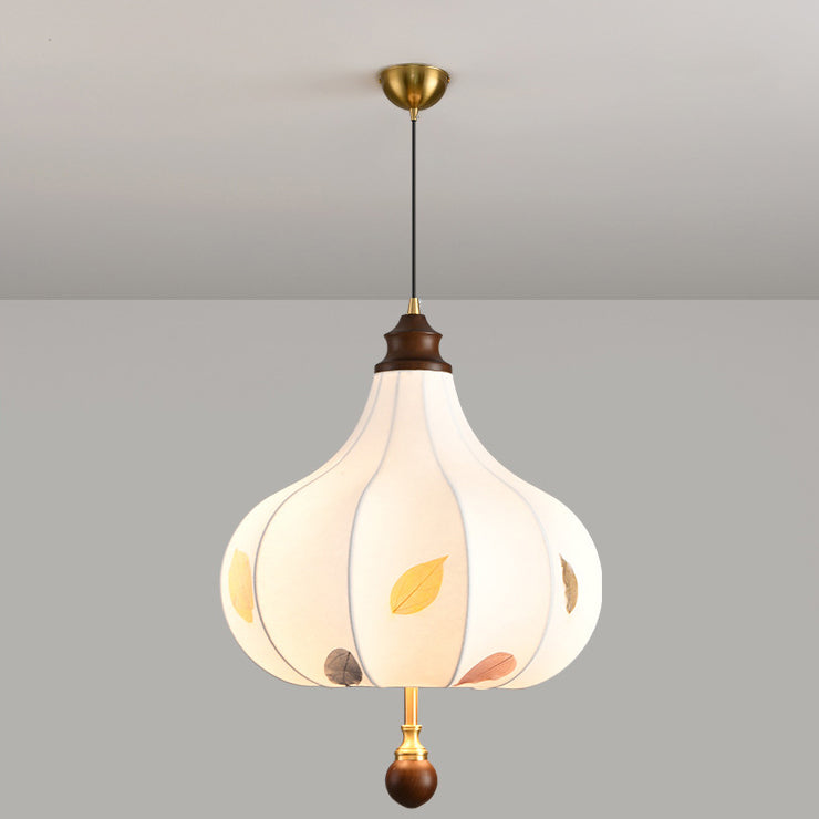 Traditional French Chestnut Cone Hardware Oak Silk 2/3 Light Pendant Light For Dining Room