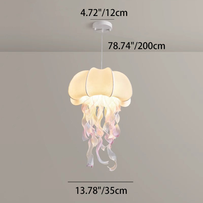 Contemporary Creative Art Jellyfish Metal Fabric 1/3 Light Pendant Light for Bedroom BulbSquare