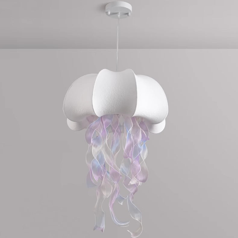 Contemporary Creative Art Jellyfish Metal Fabric 1/3 Light Pendant Light for Bedroom BulbSquare