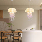 Contemporary Creative Art Jellyfish Metal Fabric 1/3 Light Pendant Light for Bedroom BulbSquare