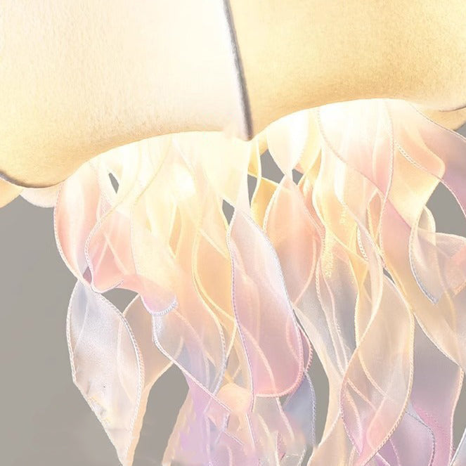 Contemporary Creative Art Jellyfish Metal Fabric 1/3 Light Pendant Light for Bedroom BulbSquare