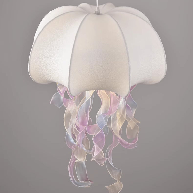Contemporary Creative Art Jellyfish Metal Fabric 1/3 Light Pendant Light for Bedroom BulbSquare