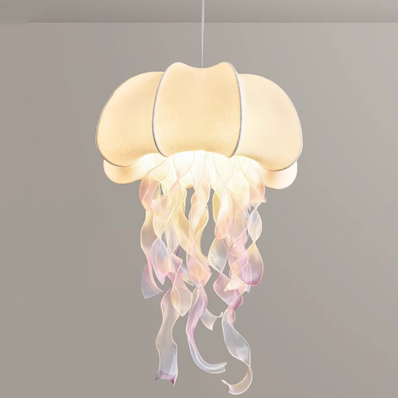 Contemporary Creative Art Jellyfish Metal Fabric 1/3 Light Pendant Light for Bedroom BulbSquare