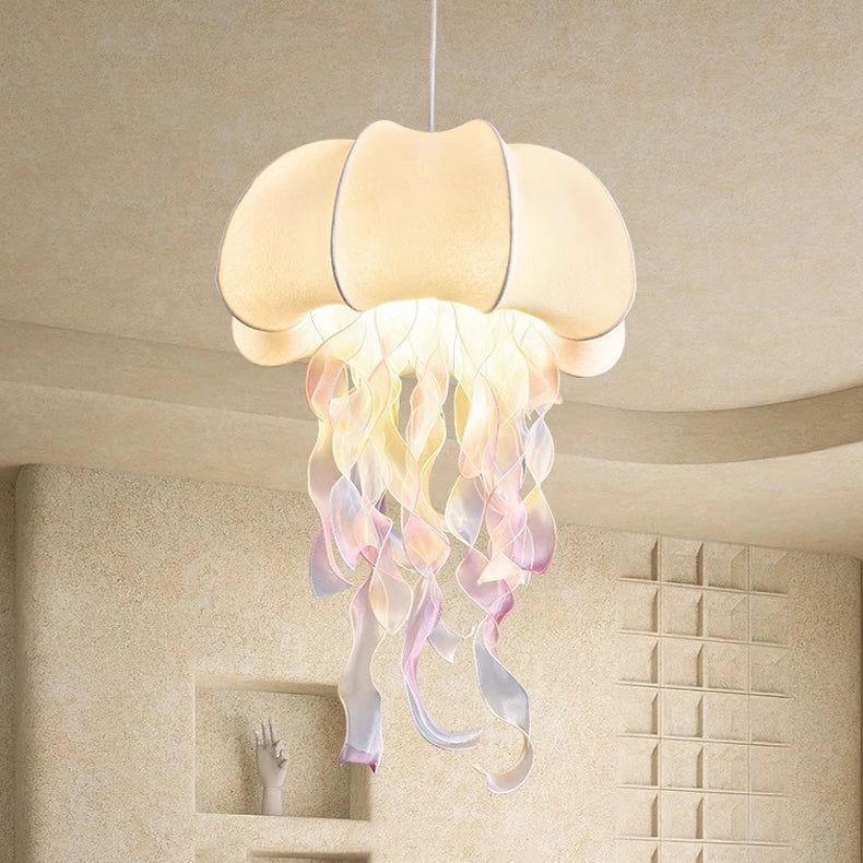 Contemporary Creative Art Jellyfish Metal Fabric 1/3 Light Pendant Light for Bedroom BulbSquare
