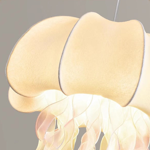 Contemporary Creative Art Jellyfish Metal Fabric 1/3 Light Pendant Light for Bedroom BulbSquare