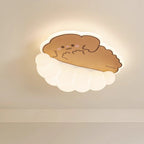 Contemporary Creative Kids Cream Dog Cat Panda Cloud PE Iron LED Flush Mount Ceiling Light For Bedroom