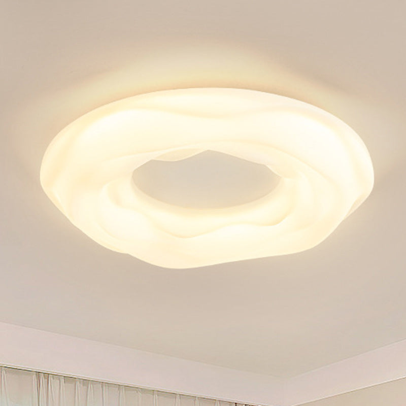 Contemporary Creative Cream Cookie Donut Round PE Iron LED Flush Mount Ceiling Light For Bedroom