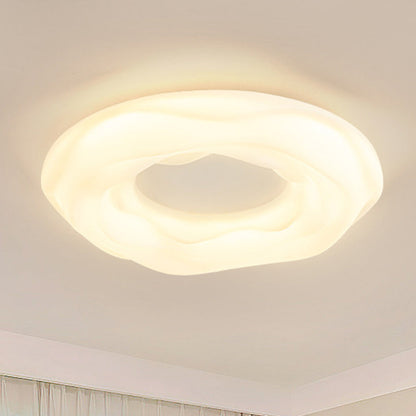 Contemporary Creative Cream Cookie Donut Round PE Iron LED Flush Mount Ceiling Light For Bedroom