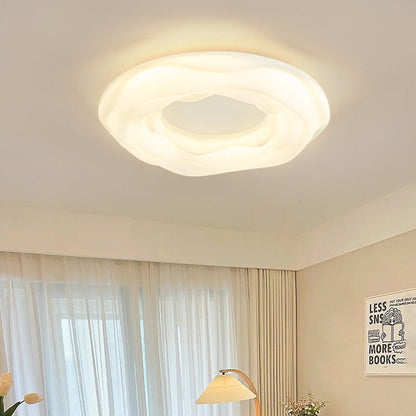 Contemporary Creative Cream Cookie Donut Round PE Iron LED Flush Mount Ceiling Light For Bedroom