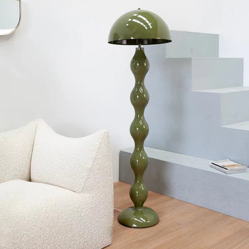 Contemporary Scandinavian Cream Mushroom Semi-circle Iron 1-Light Standing Floor Lamp For Living Room Lumendat