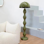 Contemporary Scandinavian Cream Mushroom Semi-circle Iron 1-Light Standing Floor Lamp For Living Room Lumendat